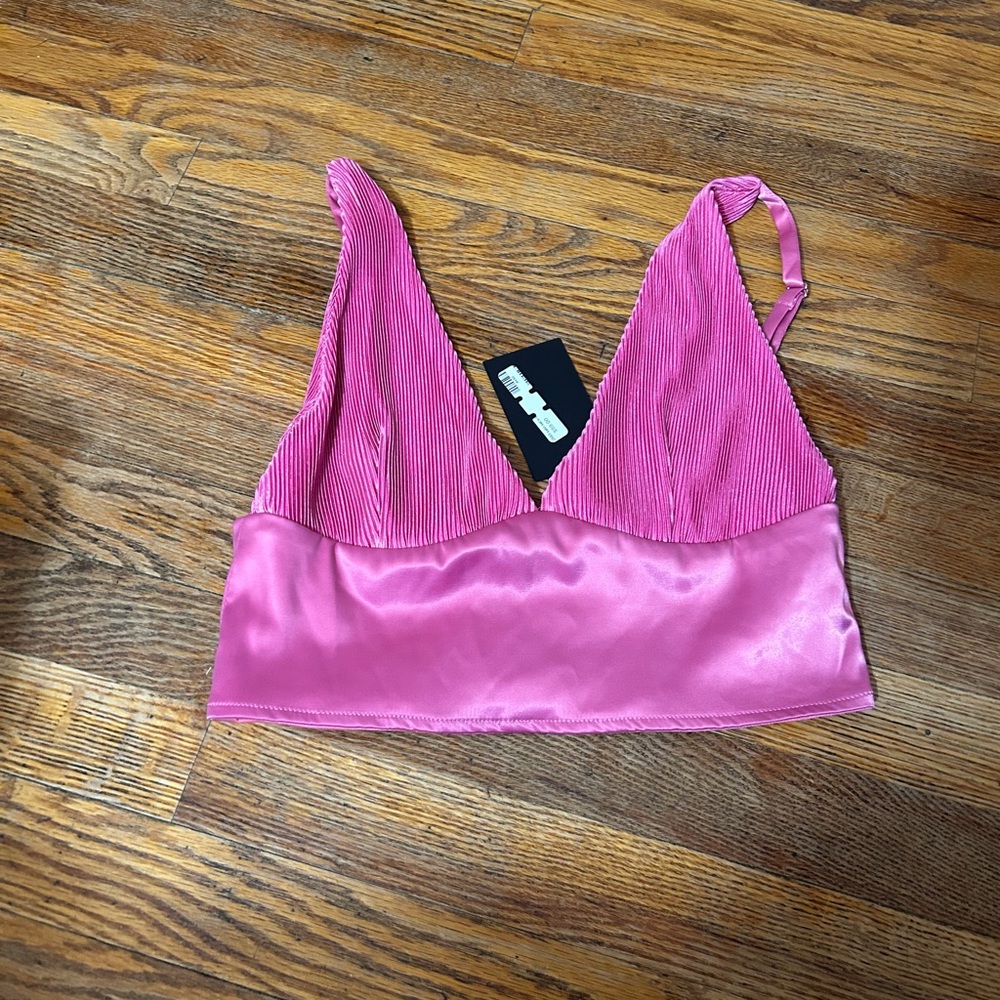 Pink Satin top small NWT